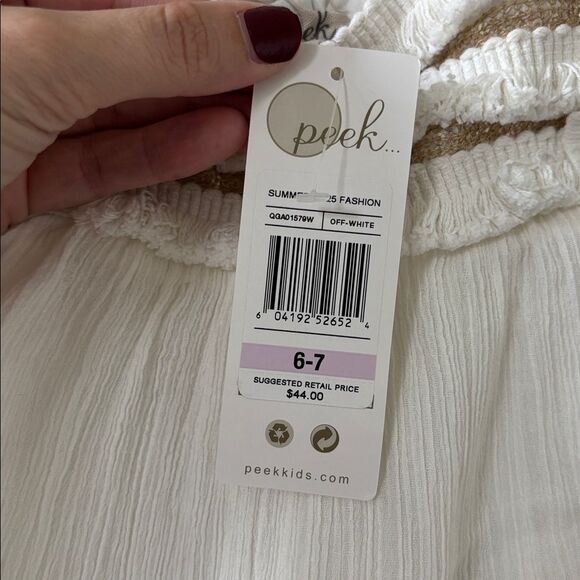 Peek Off White Ruffle Sleeve Top NWT size 6/7 - Picture 3 of 4